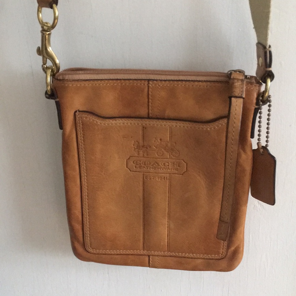 Tan Coach cross body bag